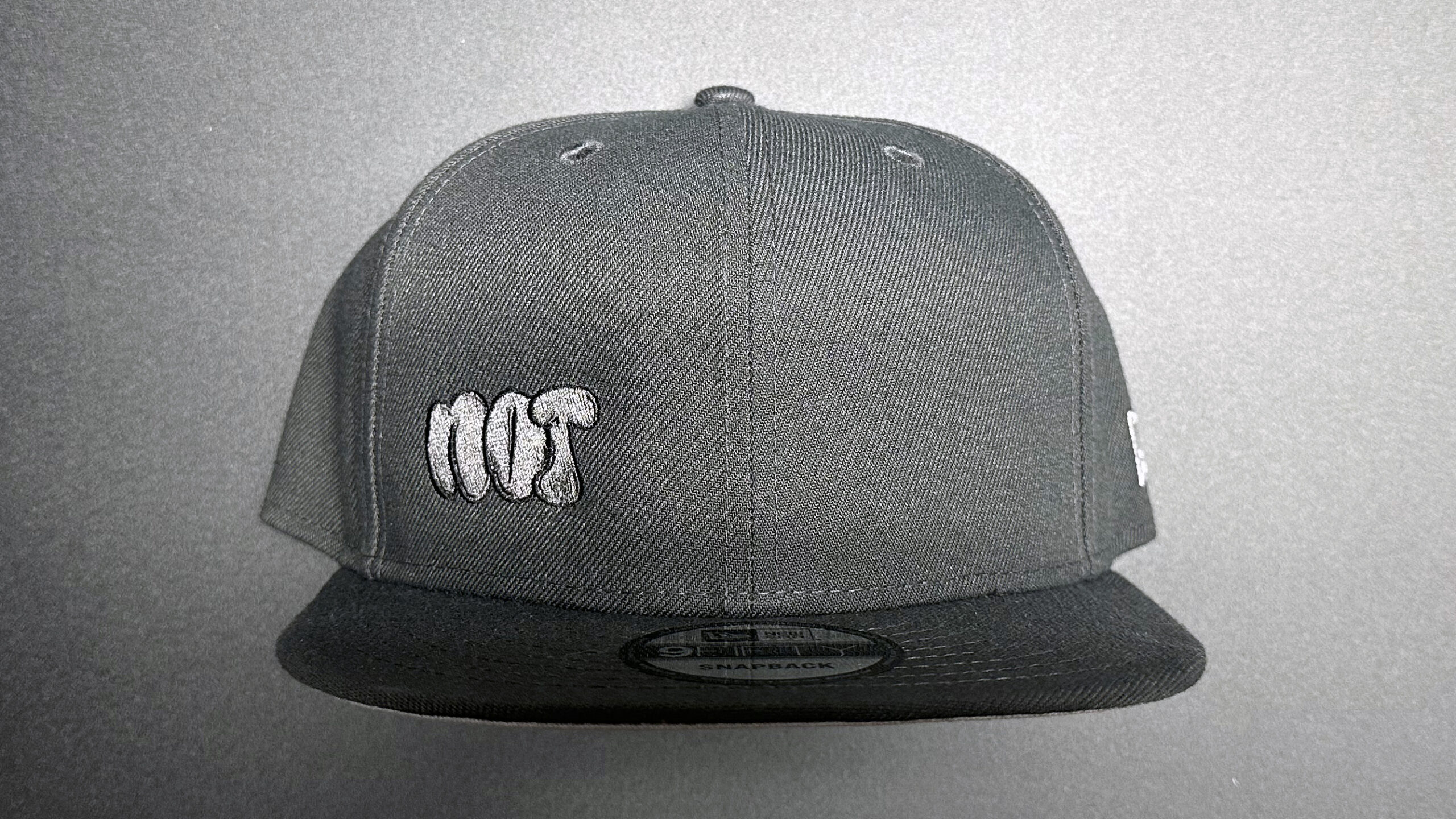 Not Pollock - NOT Throwie Hat - 9Fifty Flatbrim Snapback - Graphite w Silver and Black - Front