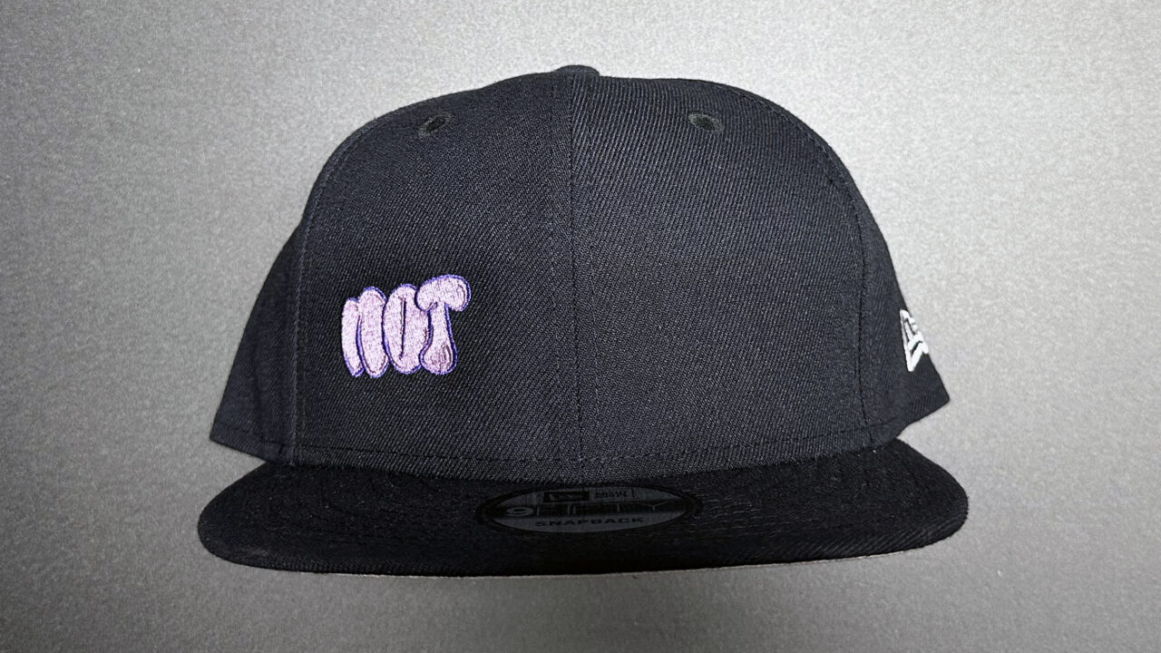 Not Pollock - NOT Throwie Hat - 9Fifty Flatbrim Snapback - Navy w Lavendar and Purple - Front